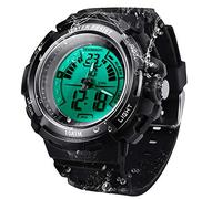 TEKMAGIC Digital Sport Dive Watch 100m Water Resistant Wristwatch with Electro Luminescent Light and Hourly Chime Function
