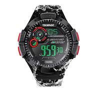 TEKMAGIC Digital Sports Watch 10 ATM 100 Metres Waterproof Suitable for Swimming and Diving with Alarm Clock, Stopwatch, Timer, Calendar, Dual Time Functions, black