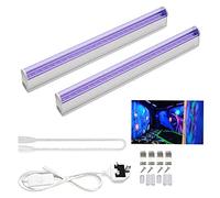 Tekmelau 2pcs UV LED Black Light Bar, 6W Portable Blacklight for UV Poster, UV Art, Bedroom, Ultraviolet Light for Halloween and Blacklight Parties UK Plug with ON/Off Switch