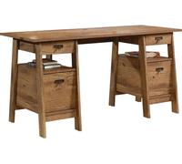 Teknik Office Executive Vintage Trestle Desk, Oak