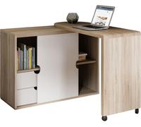 TEKNIK 7700007 Pivot Cupboard Desk - White & Oak Effect