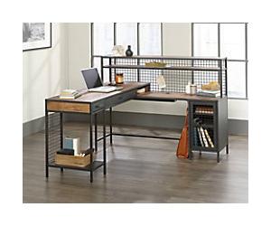 TEKNIK Boulevard Home Office Desk Oak 4 Metal legs 2 Drawers 1,542 (W) x 510 (D) x 1,079 (H) mm Laminated Particle Board