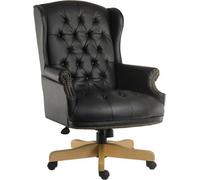 Teknik Chairman Super Large Executive Chair In Black Bonded Leather With Button Back Detailing