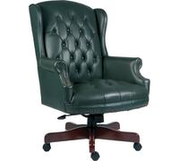 Teknik Chairman Super Large Executive Chair In Bonded Green Leather With Button Back Detailing
