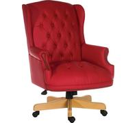 Teknik Chairman Super Large Executive Chair In Bonded Red Leather With Button Back Detailing