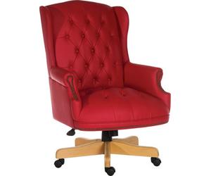 Teknik Chairman Super Large Executive Chair In Bonded Red Leather With Button Back Detailing