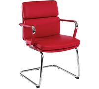 TEKNIK Deco Faux Leather Visitors Chair - Bright Chrome & Red