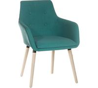 Teknik Office Four Legged Soft Padded Office Chair with Oak Effect Legs, Jade