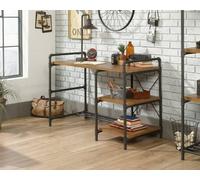 Teknik Office Iron Foundry Desk, 360 Degree Freestanding, Oak