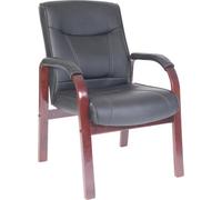Teknik Office Kingston Leather Faced Visitor Chair Black, Mahogany