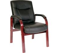 Teknik Kingston Visitor Chair with Mahogany-Coloured Arms and Legs, Black