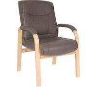 Teknik Richmond Visitor Chair In Brown Bonded Leather And Oak Coloured Legs