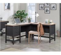 Teknik Shaker Style L Shaped Home Office Desk Raven Oak Effect, Black