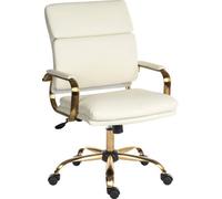 Teknik Vintage Executive Chair In Supple Faux White Leather With Brass Coloured Accents