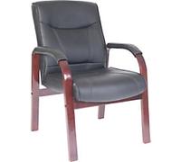 Teknik Office Kingston Leather Faced Visitor Chair Black, Mahogany