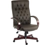 Teknik Warwick Bonded Leather Faced Reclining Executive Office Swivel Chair Brown