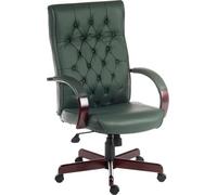 Teknik Warwick Bonded Leather Faced Reclining Executive Office Swivel Chair Green