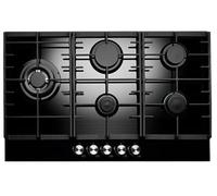 Teknix Signature Collection SCGH751B 75cm Gas Hob with 3.8Kw Wok Burner - Black Glass