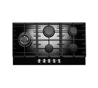 Teknix Signature Collection SCGH91B 90cm Gas Hob with 3.8Kw Wok Burner - Black Glass