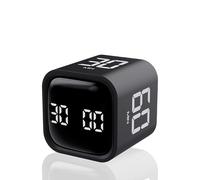 Teknoluzor Digital Cube Pomodoro Timer Desk Rechargeable Productivity Timer 5/10/30/60min & Custom Countdown, Vibration & Adjustable Sound Alarm,for Task Work Kitchen ADHD Kids Studying (Black)