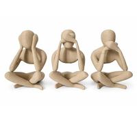 TEKNOSPACEWORLD See No Evil Hear NoEvil Speak NoEvil Figurines Set of 3 - Modern Abstract Sculpture Decor, 3D Printed Minimalist Home Ornaments, NoBody Collection (Beige)