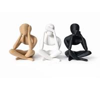 TEKNOSPACEWORLD See No Evil Hear NoEvil Speak NoEvil Figurines Set of 3 - Modern Abstract Sculpture Decor, 3D Printed Minimalist Home Ornaments, NoBody Collection (Multicolor)