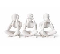 TEKNOSPACEWORLD See No Evil Hear NoEvil Speak NoEvil Figurines Set of 3 - Modern Abstract Sculpture Decor, 3D Printed Minimalist Home Ornaments, NoBody Collection (White)