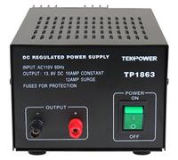 TekPower TP1863 12 Amp DC 13.8V Regulated Power Supply with Fuse Protection