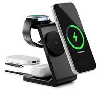TEKRAT 3 in 1 Wireless Charging Station, Qi2 Wireless Charger Compatible With MagSafe, For Apple iPhone 17/16/15/14/13/12 Series, Apple Watch, AirPods Pro, and More (30W Slim Power Adapter Included)