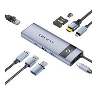 TEKRAT USB-C Hub, 8 in 1 Multiport Adapter with 4K HDMI, Ethernet Port, 2 USB-C, 2 USB-A, MicroSD & SD Card, Docking Station USB Type C for Macbook Air/Pro, Dell XPS, iPad, Samsung, Surface etc