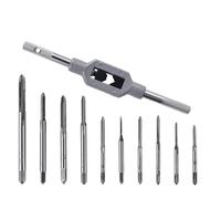 Tekrill 10 Pcs Micro Taps Bits M1-M3.5 HSS Mini Metric Machine Screw Drill Tap Set Thread Repair Tool Tap with Adjustable Tap Wrench TS/SZ-04