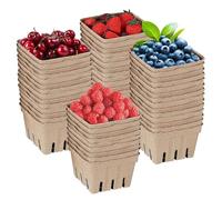 Teksome Cardboard Fruit Cartons | Square Berry Paper Basket | Eco-Friendly Natural Vegetables Pulp Fiber Basket For Home Fruits