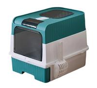 Teksome Cat Box - Litter Box with Lid - with Scoop Odor Control Hooded Enclosed Foldable Lightweight Sifting Trash Supplies for Corner