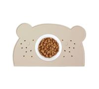 Teksome Cat Food Mat - Dog Feeding Mat With Raised Edges | Non-Slip Washable Silicone Pad, Spill-Proof Bear Shaped Tray For Dining, Feeding