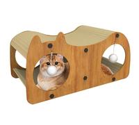 Teksome Cat Scratch House, Cardboard Cat House Scratcher, Wooden Cat Scratchers for Indoor Cats with Corrugated Cardboard for Fun Playtime, Sleeping