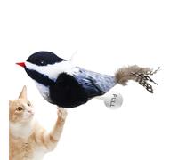 Teksome Chirping Bird Cat Toy - Interactive Feather Toy Birds Squeak Sound Kitten Toys - Chirping Bird Cat Toy Squeaky Feather Tail for Cat, Dog, Rabbits