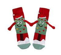 Teksome Christmas Holding Hands Socks - Personalized Christmas Stockings Couple Magnetic Socks Mid Tube Sock, Funny Christmas