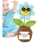 Teksome Crochet Sunflower | Cheerful Doll | Cute Crochet Artificial Flowers for Home Desk Car Dashboard Decor Small Birthday Graduation Teacher Friend Appreciation