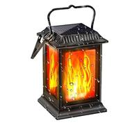 Teksome Dancing Flame Solar Lantern,Solar Powered Fence Flame Light | Night Bulbs Long Lasting Portable Hangings Lamp for Backyard Halloween Outdoor Camping Patio Garden Porch