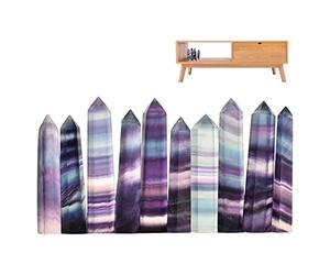 Teksome Healing Crystal Tower | Natural Flourite Crystals With Hexagonal Point | Fluorite Crystal, Fluorite Point Natural Crystal Obelisk, Pointed & Faceted Prism Bar For Reiki Meditation Decor