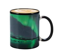 Teksome Heat Changing Reveal Mug - Heat Changing Ceramics Cup - Cool Coffee Tea Magic Color Change and Northern Lights Design for Boys Girls Men Women