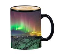 Teksome Heat Changing Sensitive Mug,Ceramics Coffee Mug Reveal | Northern Lights Design Ceramic, Heat Sensitive Magic for Hot and Cold Drinks