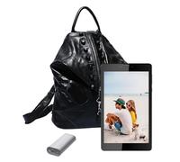 Teksome Leather Laptop Backpack, Leather Laptop Patchworks Work Bookbag, Fashion Schoolbag, Anti-theft Casual Travel Daypacks For Women Men