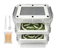 Teksome Mealworm Farm Breeding Kit - 3-Layer Mealworm Feeder Box,Corn Worm Feeding Bin | for Animal Lovers Keepers Breeders Home Farm Farmers School Workshop Science Projects