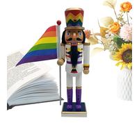 Teksome Nutcracker Sculpture - Wooden Christmas Nutcracker Figure - Women Men Collectible Ornaments Traditional for Bookshelf Windowsill Dining Table Nights