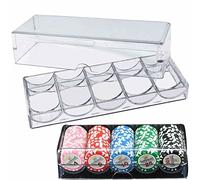 Teksome Poker Chip Rack - Clear Acrylic Chips Box with,Transparent Storage Case Organizer for Casino Gambling Game, Holds 100 Chips