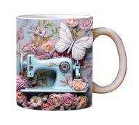 Teksome Sewing Mug | Sewing Painted Mug | Creative Sewing Machine Cup | Creative Space Design Multi-Purpose Mug, Unique for Quilting Enthusiasts
