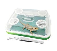 Teksome Silkworm Breeding Case - 3-layer Fine Mesh Case,with Tweezer Anti-Moisture Fine Mesh Mealworm Keeper Box | for Sugar Glider Chicken Lizard Frog Tortoise