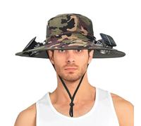 Teksome Sun Hat with Fan, Solar Double Fan Sun Bucket Hat for Men, Efficient Cooling Device Long-Lasting Outdoor Activities Accessories for Hiking Beach Traveling Camping