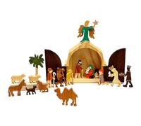 Teksome Wooden Nativity Set - Classic Wooden Figure Christmas Nativity Scene Table Decor - Classic Exquisite Scene Christmas Table Decor For Farmhouse Bedroom